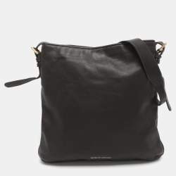 Pre Owned Giorgio Armani Brown Leather Messengers Bag