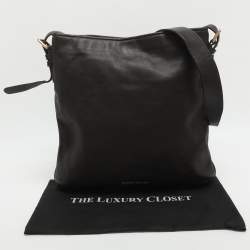 Pre Owned Giorgio Armani Brown Leather Messengers Bag