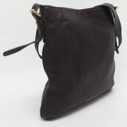 Pre Owned Giorgio Armani Brown Leather Messengers Bag