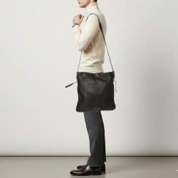 Pre Owned Giorgio Armani Brown Leather Messengers Bag