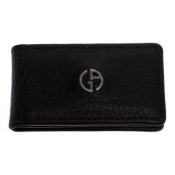 Giorgio Armani Dark Brown Leather Magnet Money Clip