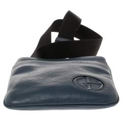 Giorgio Armani Ash Blue Leather Piattina Messenger Bag