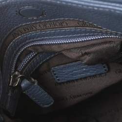 Giorgio Armani Ash Blue Leather Piattina Messenger Bag