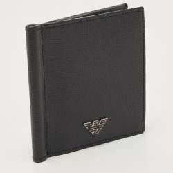 Giorgio Armani Black Leather Logo Bifold Wallet