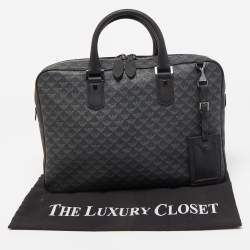 Giorgio Armani Black/Dark Grey Jacquard Coated Canvas Briefcase