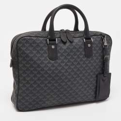 Giorgio Armani Black/Dark Grey Jacquard Coated Canvas Briefcase