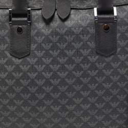 Giorgio Armani Black/Dark Grey Jacquard Coated Canvas Briefcase