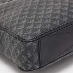 Giorgio Armani Black/Dark Grey Jacquard Coated Canvas Briefcase