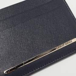 Giorgio Armani Navy Blue Leather Card Holder