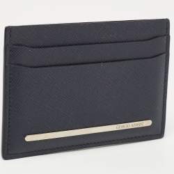 Giorgio Armani Navy Blue Leather Card Holder