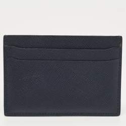 Giorgio Armani Navy Blue Leather Card Holder