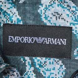 Giorgio Armani Green Paisley Print Silk Buttoned Up Shirt M