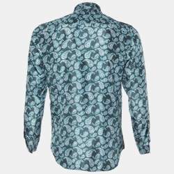 Giorgio Armani Green Paisley Print Silk Buttoned Up Shirt M
