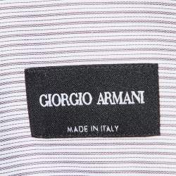 Pre Owned Giorgio Armani White Striped Cotton Long Sleeve Shirt S