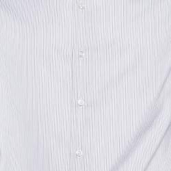 Pre Owned Giorgio Armani White Striped Cotton Long Sleeve Shirt S