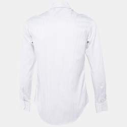 Pre Owned Giorgio Armani White Striped Cotton Long Sleeve Shirt S
