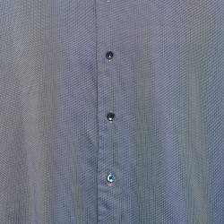 Pre Owned Giorgio Armani Navy Blue Patterned Cotton Long Sleeve Shirt XXXL