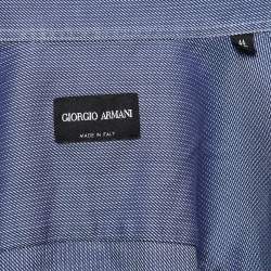 Pre Owned Giorgio Armani Navy Blue Patterned Cotton Long Sleeve Shirt XXXL