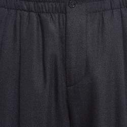 Giorgio Armani Navy Blue Wool Elasticated Waist Pants L