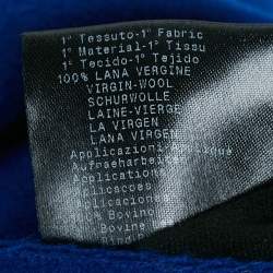 Giorgio Armani Blue Virgin Wool Zip-Up High Neck Coat XL