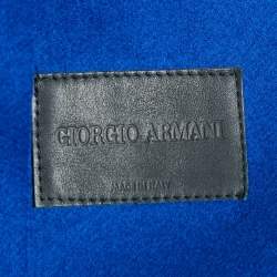 Giorgio Armani Blue Virgin Wool Zip-Up High Neck Coat XL
