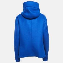 Giorgio Armani Blue Virgin Wool Zip-Up High Neck Coat XL