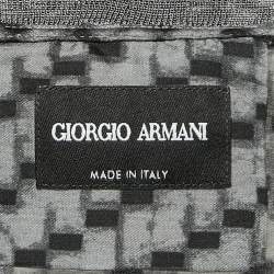 Pre Owned Giorgio Armani Grey Printed Silk Crew Neck T-Shirt XL