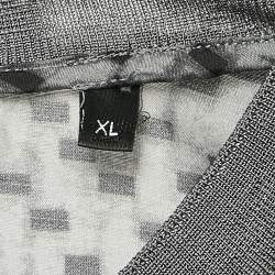 Pre Owned Giorgio Armani Grey Printed Silk Crew Neck T-Shirt XL