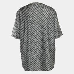 Pre Owned Giorgio Armani Grey Printed Silk Crew Neck T-Shirt XL