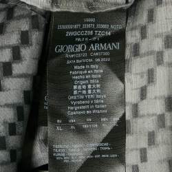 Pre Owned Giorgio Armani Grey Printed Silk Crew Neck T-Shirt XL