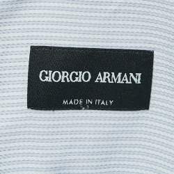 Giorgio Armani Blue Stripe Cotton Button Front Shirt M