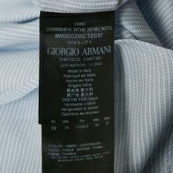 Giorgio Armani Blue Stripe Cotton Button Front Shirt M