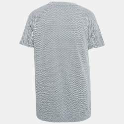 Giorgio Armani Grey Patterned Stretch Knit V-Neck T-Shirt XXL