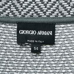 Giorgio Armani Grey Patterned Stretch Knit V-Neck T-Shirt XXL