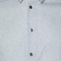 Pre Owned Giorgio Armani White Speckle Print Cotton Long Sleeve Shirt M