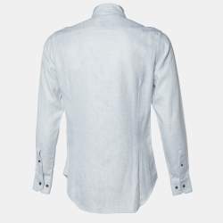 Pre Owned Giorgio Armani White Speckle Print Cotton Long Sleeve Shirt M