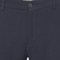 Giorgio Armani Black Textured Stretch Wool Blend Trousers M