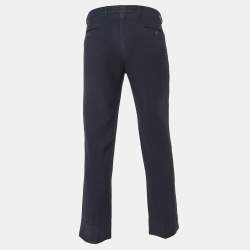 Giorgio Armani Black Textured Stretch Wool Blend Trousers M