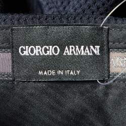 Giorgio Armani Black Textured Stretch Wool Blend Trousers M