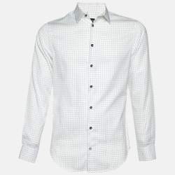 Giorgio Armani White Patterned Cotton Shirt M