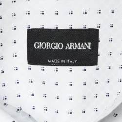 Giorgio Armani White Patterned Cotton Shirt M