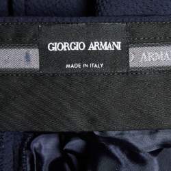 Giorgio Armani Navy Blue Textured Wool Trousers L