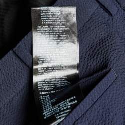 Giorgio Armani Navy Blue Textured Wool Trousers L