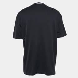 Pre Owned Giorgio Armani Navy Blue Logo Embroidered Jersey T-Shirt XXXL