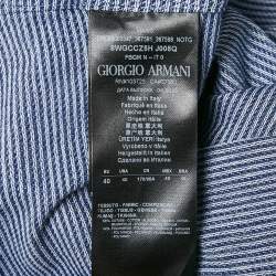 Giorgio Armani Blue Patterned Cotton Blend Knit Zip-Up Shirt M