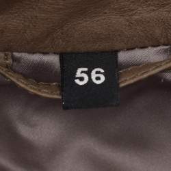 Pre Owned Giorgio Armani Khaki Leather Jacket XXXL