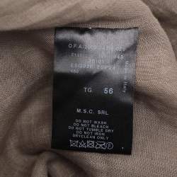 Pre Owned Giorgio Armani Khaki Leather Jacket XXXL