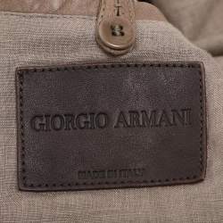 Pre Owned Giorgio Armani Khaki Leather Jacket XXXL