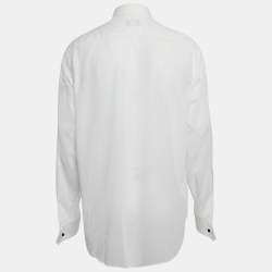 Giorgio Armani White Sheer Cotton Tuxedo Shirt XXXL 