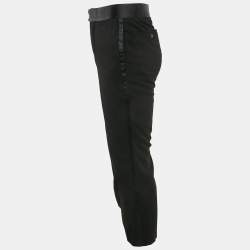 Giorgio Armani Black Virgin Wool Satin Trimmed Pants S